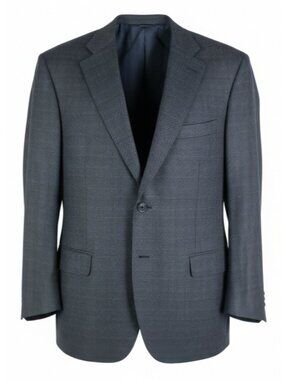 Canali Blazer Mens 42R Blue Check Houndstooth Two Button Double Vented Modern